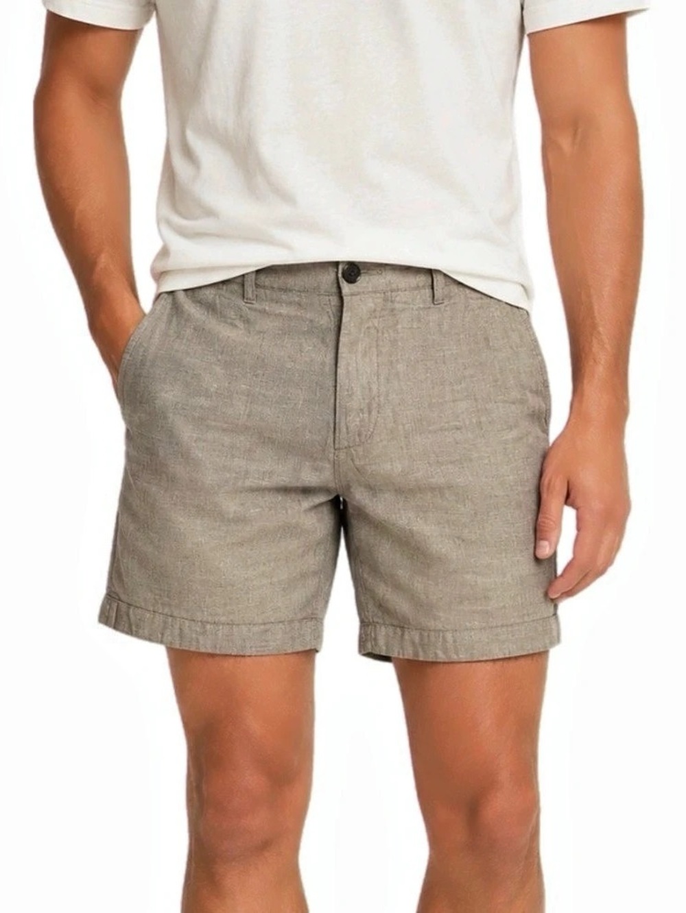 NWOT 30 Abercrombie & Fitch Men’s Beige Linen-Blend Plainfront Shorts Casual
